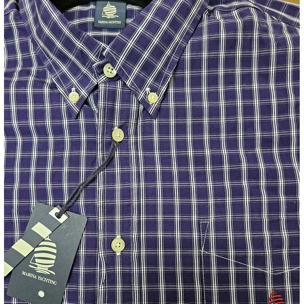 Marina Yachting Men's  Plaid Button Down Shirt Size 44 NWT